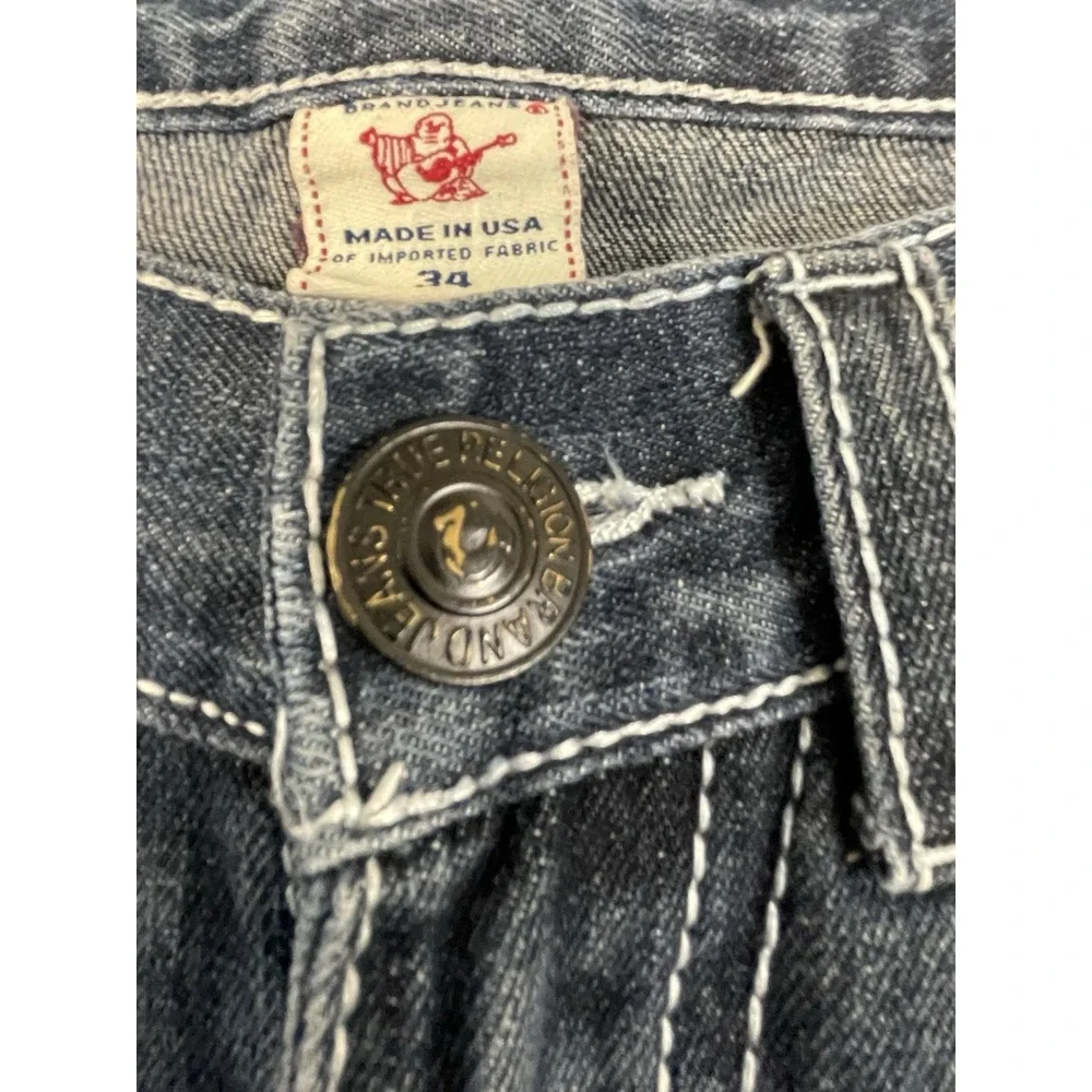 True Religion Mens Thick Stitch Denim Straight Jeans Size 34